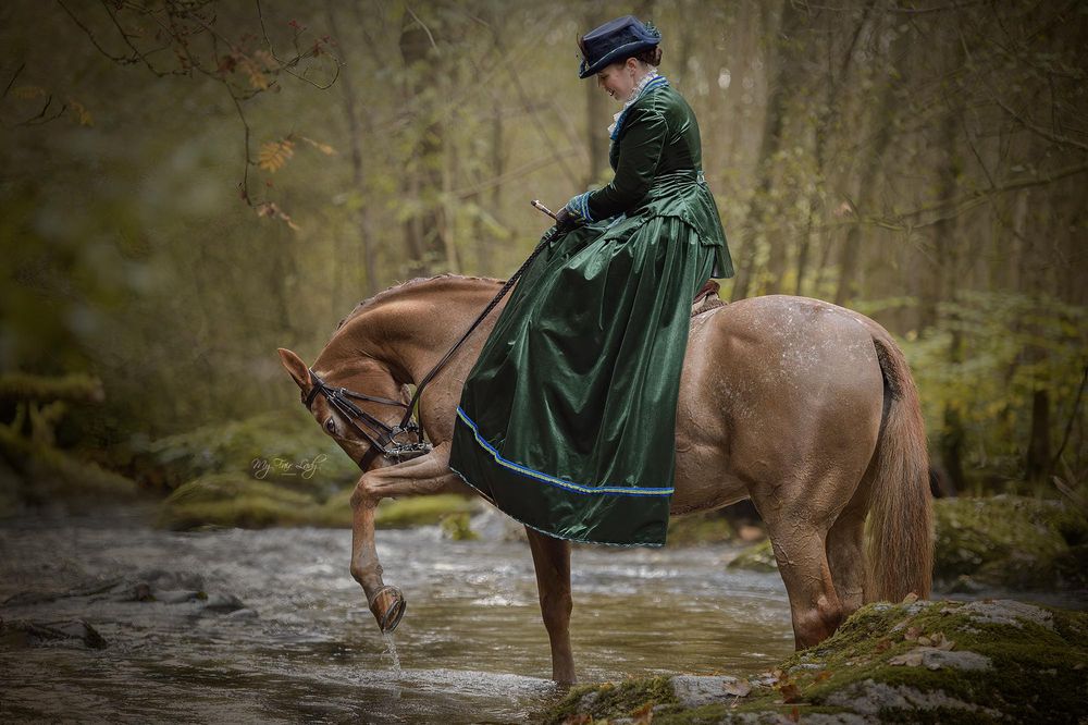 Hannah at My Fair Lady Photography - Equine and Dog Photographer - Side Saddle horse and rider photographed in a forest