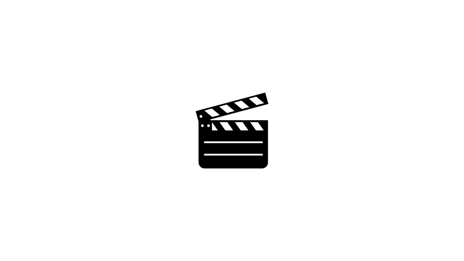 Black movie clapperboard icon symbolizing film or video production.