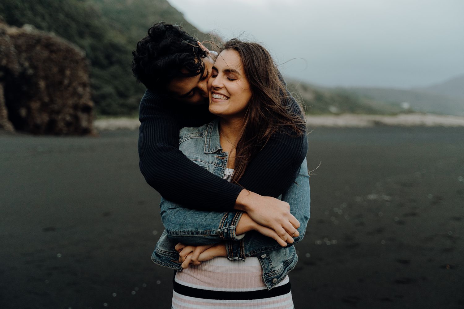 Newly engaged and oh so in love - Piha, West Coast, New Zealand.