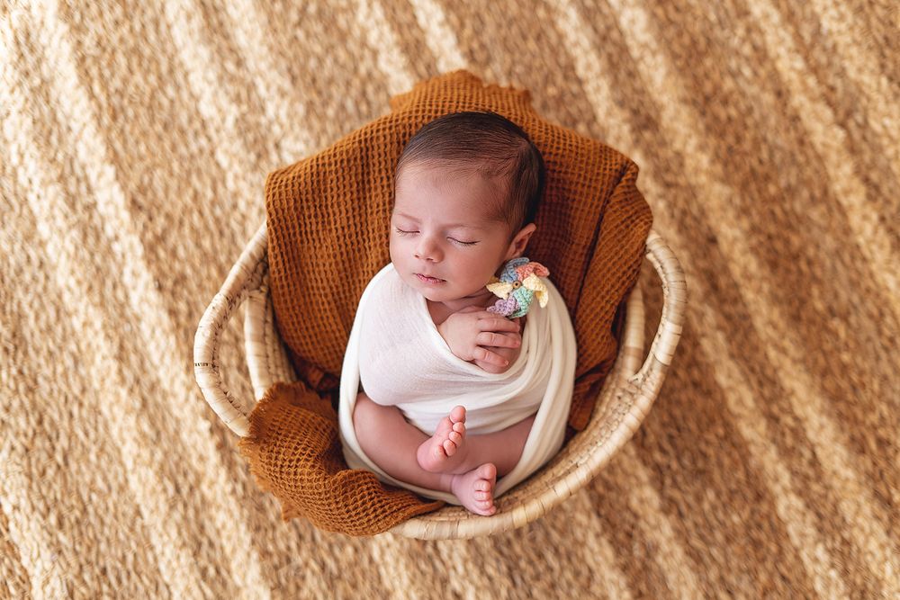bonita fotografía de bebe en cesto
