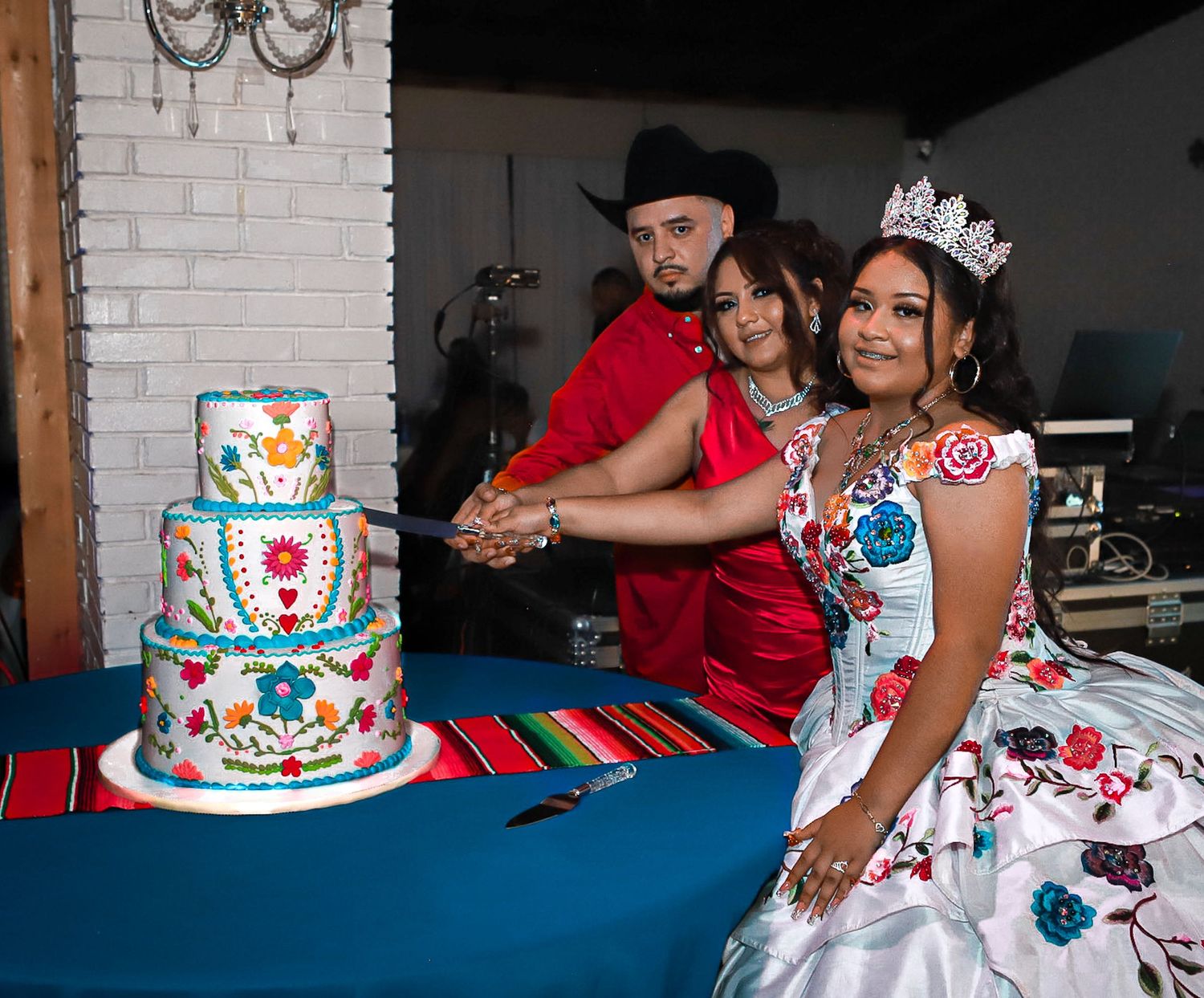 Quinceanera cutting cake