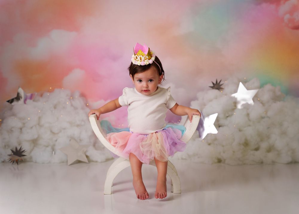 midland tx cake smash photographer photographers midland tx first birthday photo session rainbow cake smash session tx