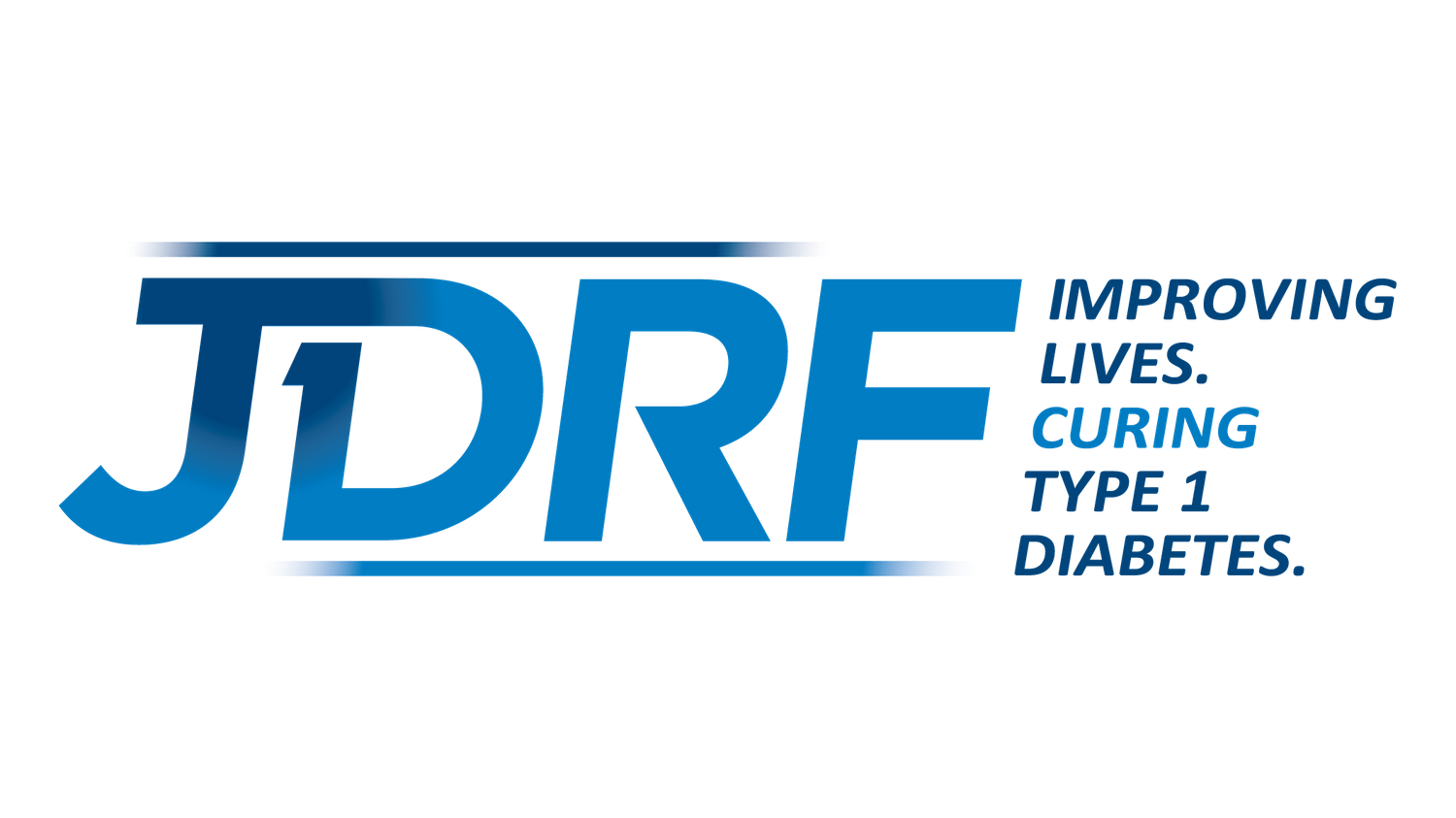 Blue JDRF logo with tagline 'Improving Lives Curing Type 1 Diabetes' on white background.