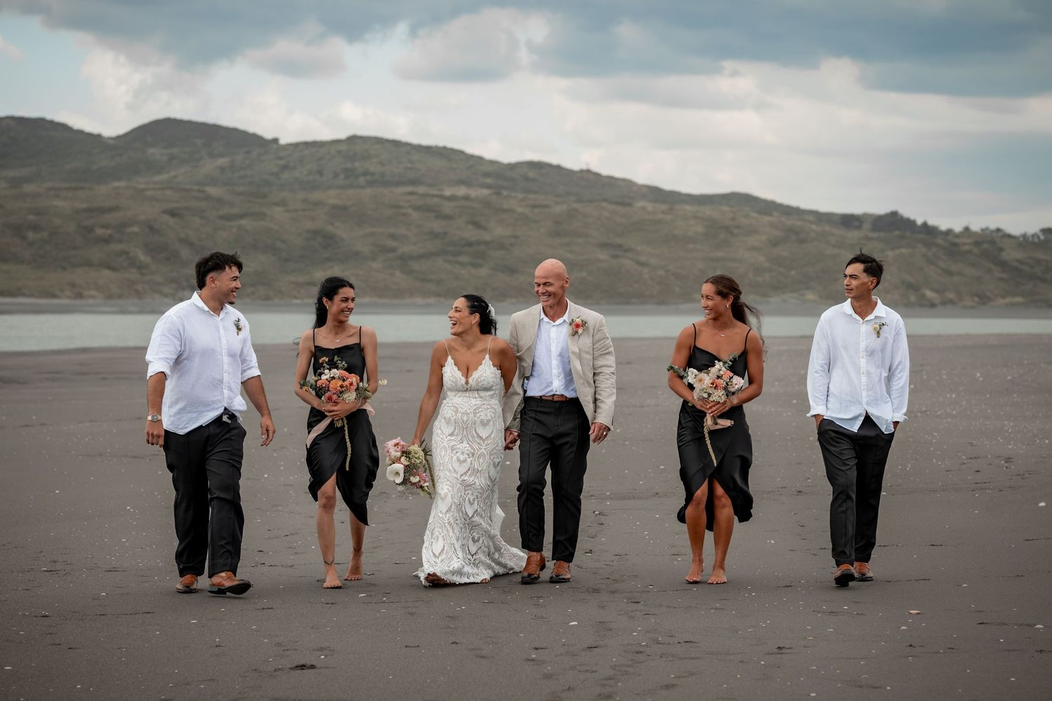 Wedding party on beach photography
