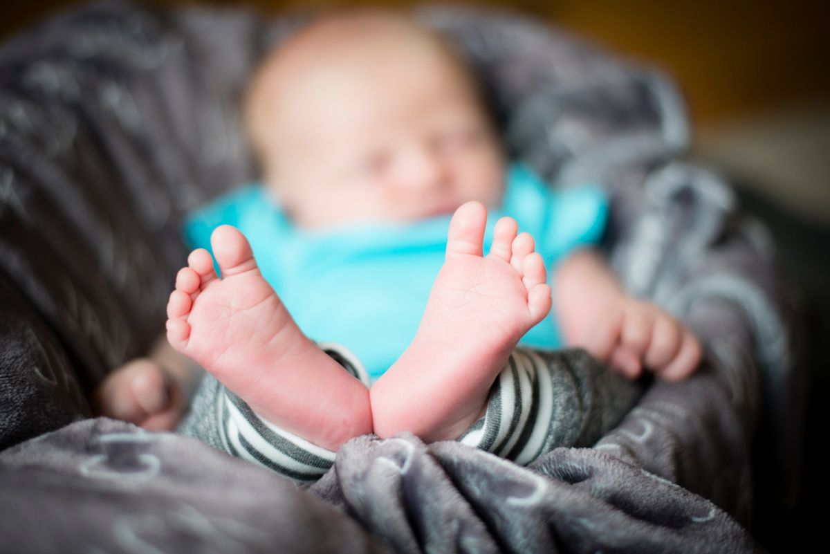 Baby feet with baby out of focus
