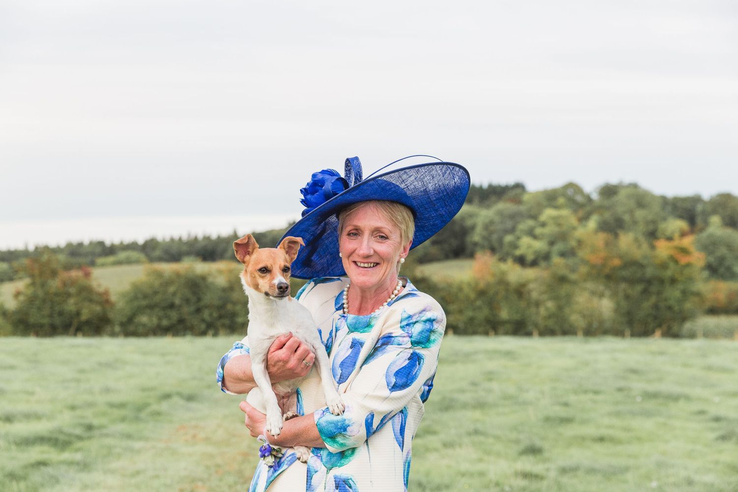 Hayley Elizabeth Photography Dogs at weddings portrait of bride's mum and jack Russell at Herefordshire humanist