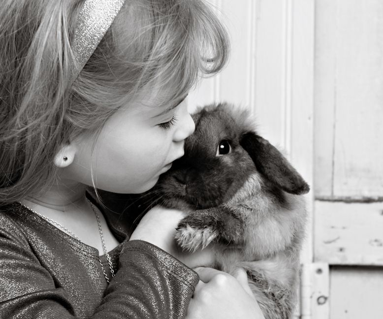 Girl and bunny rabbit