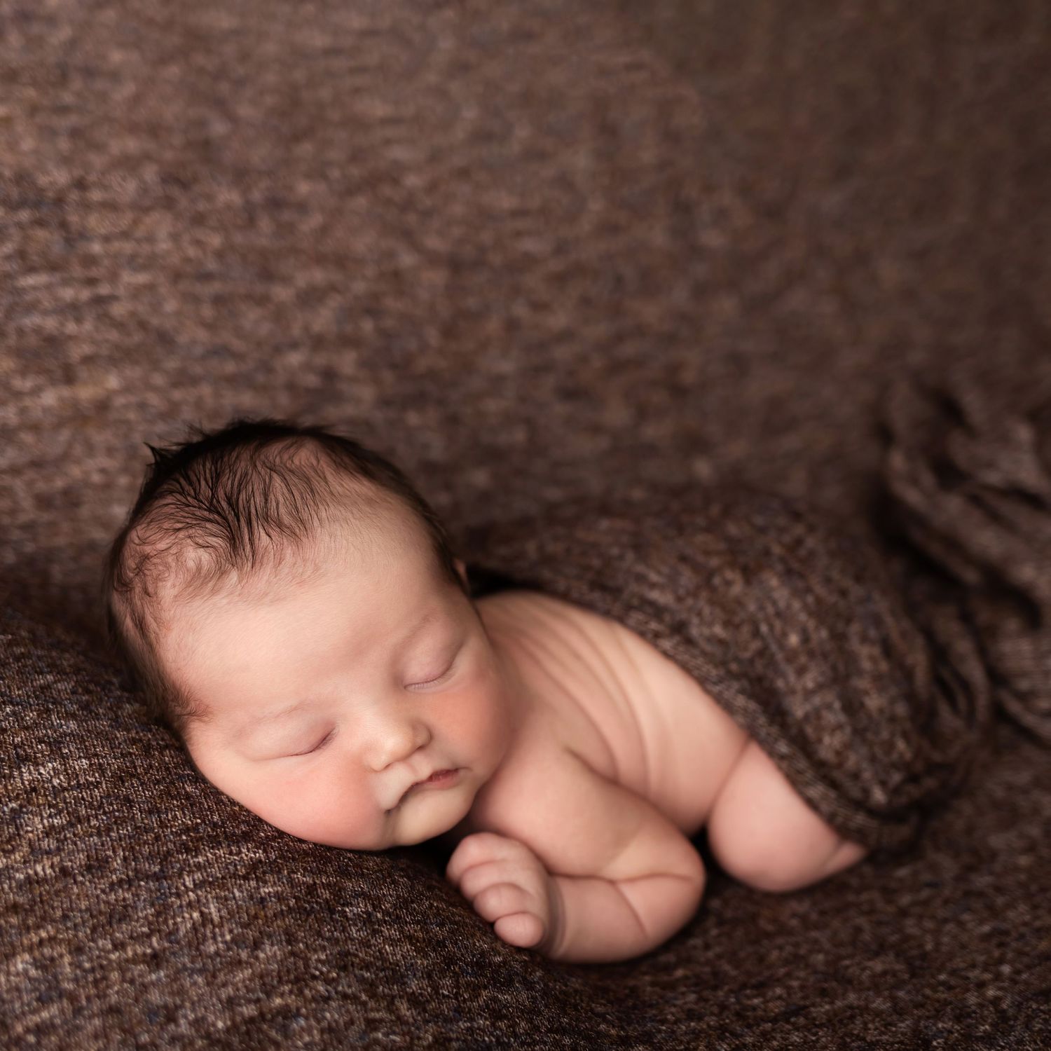 Newborn in brown, taken by Jen Knightstep, Photographer