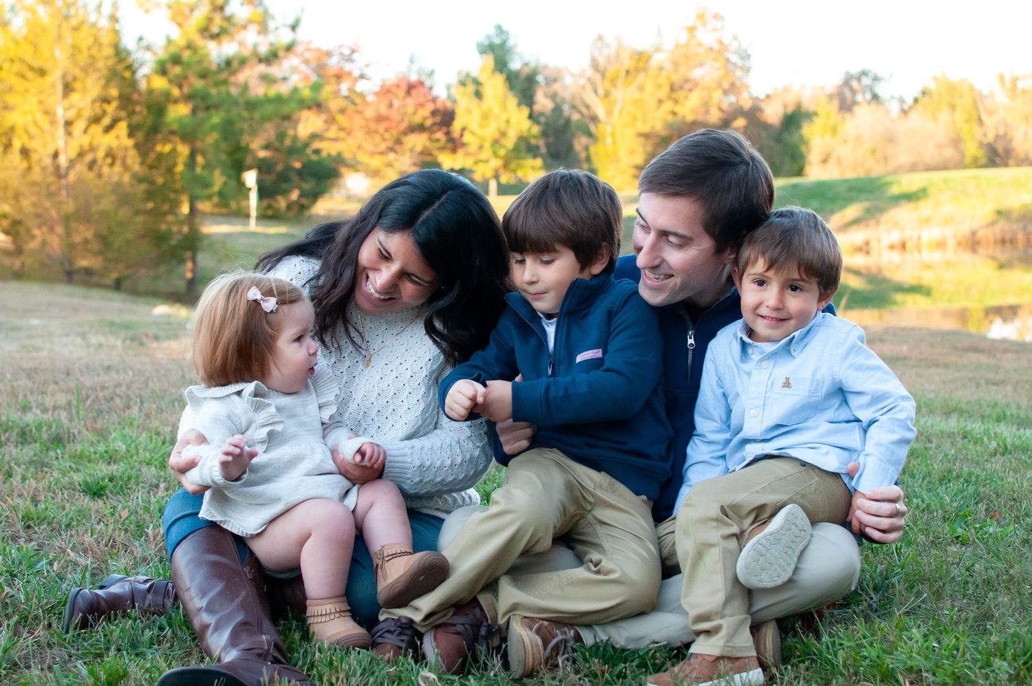 Family with three children outdoor photo