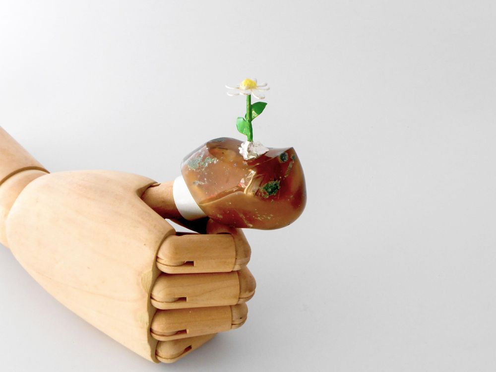 Thumb Ring: Tampa Bay Coral, Copper, Fine Silver, Paint