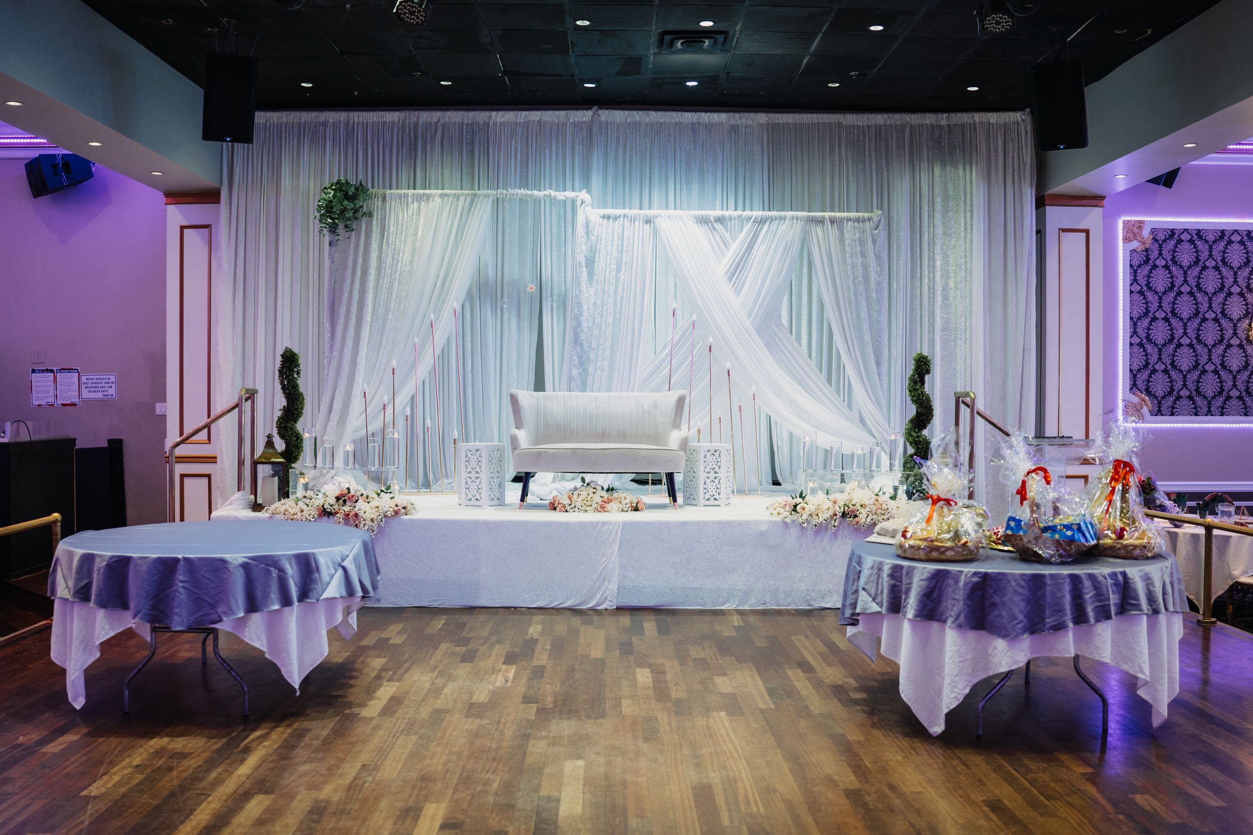 Beautifully crafted decor setting the perfect romantic atmosphere for an unforgettable engagement celebration.