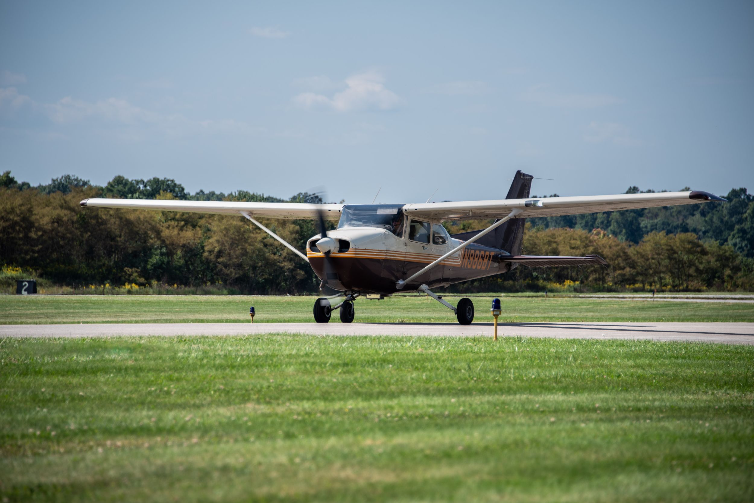 Cessna taxiing at beaver county airport.