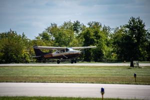 Cessna landing at beaver county airport. Touchdown.