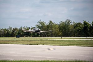 Airplane landing at beaver county airport.