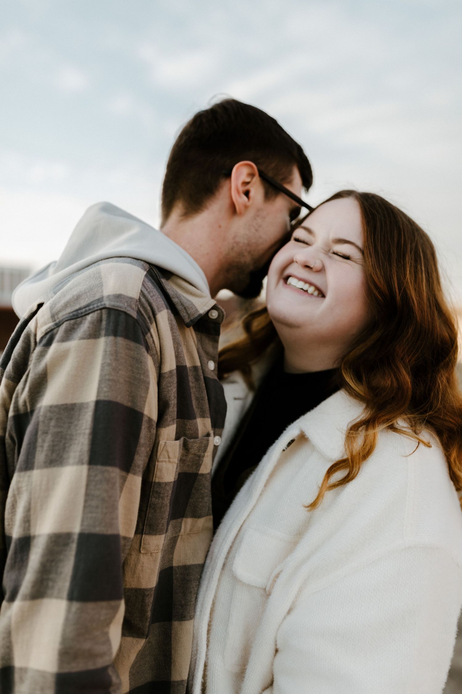 Lifestyle couples portrait in Joplin, Missouri with movement-focused posing and intimate storytelling.