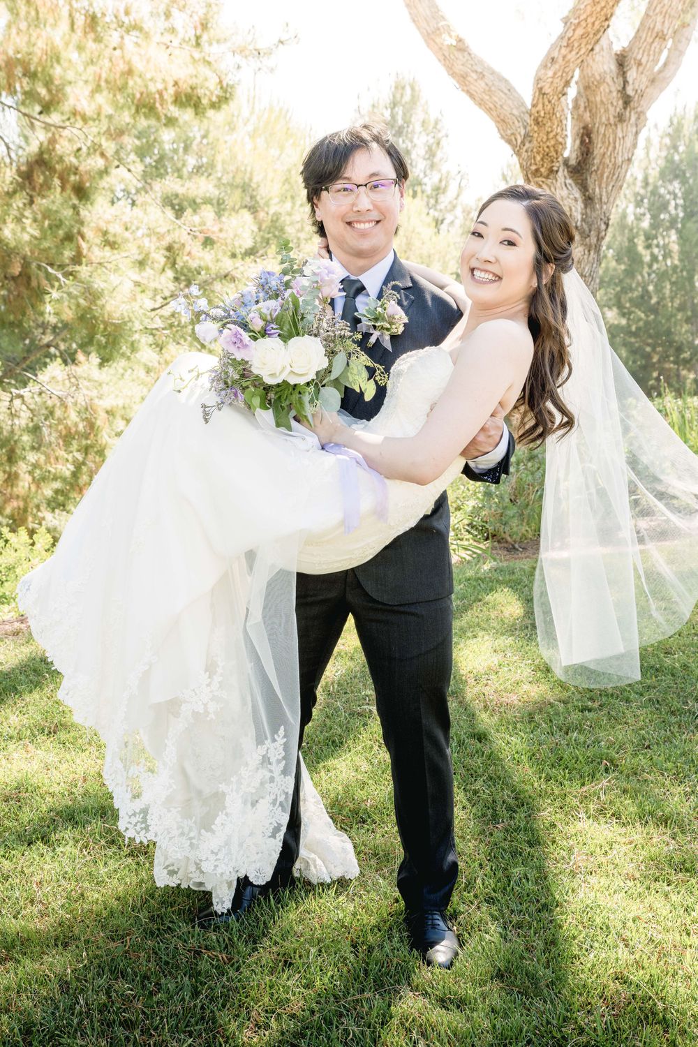 Bride and groom wedding portrait with a romantic and timeless feel.