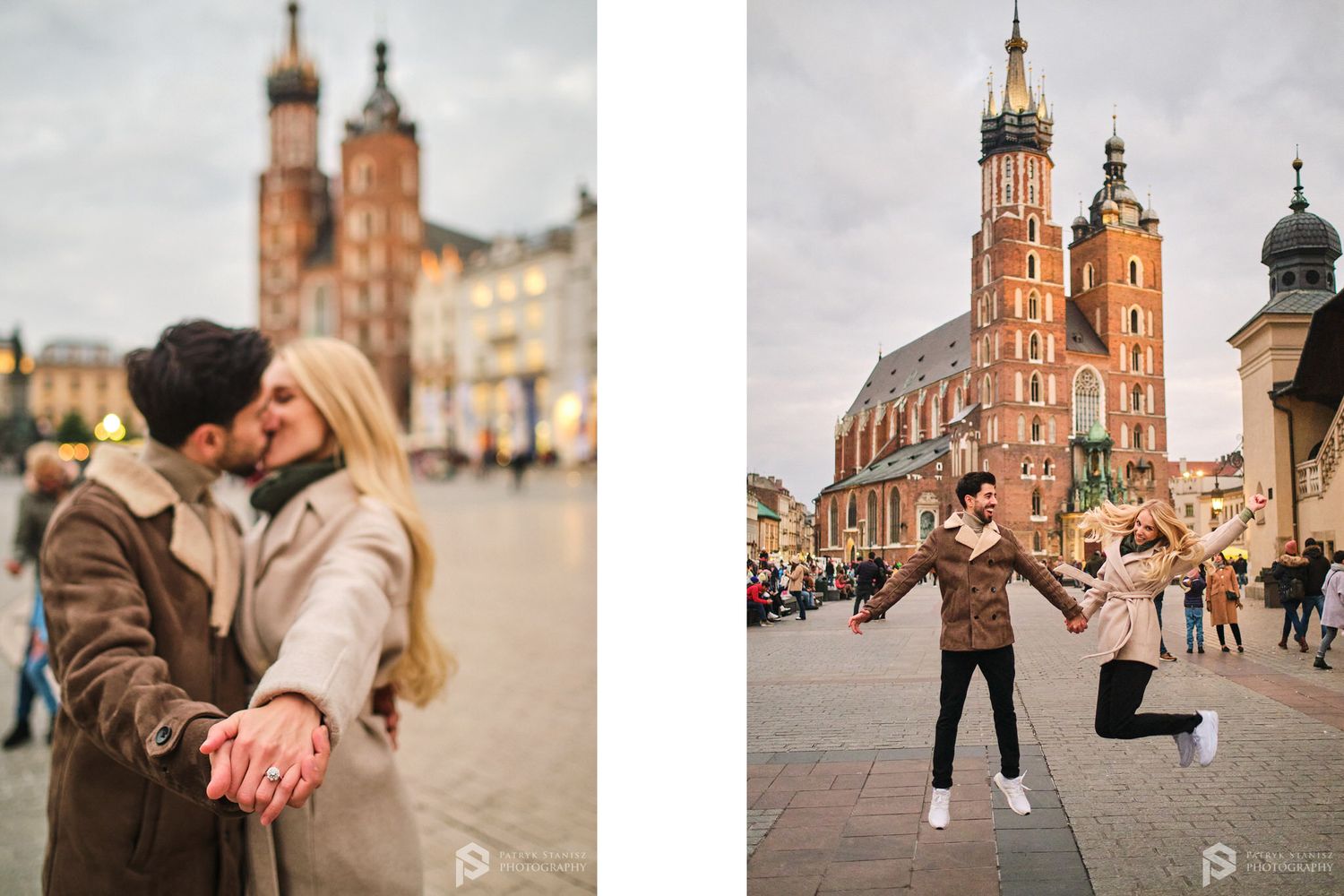 Kraków sesja narzeczeńska, zaręczynowa na rynku.