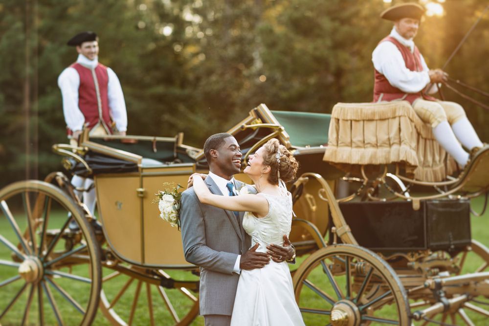 Wedding Couple in front of Carriage