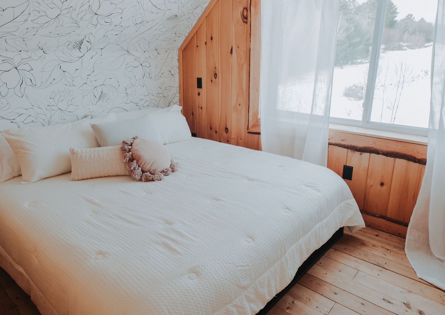 The bedroom area in the honeymoon suite at Moonlit Ridge.