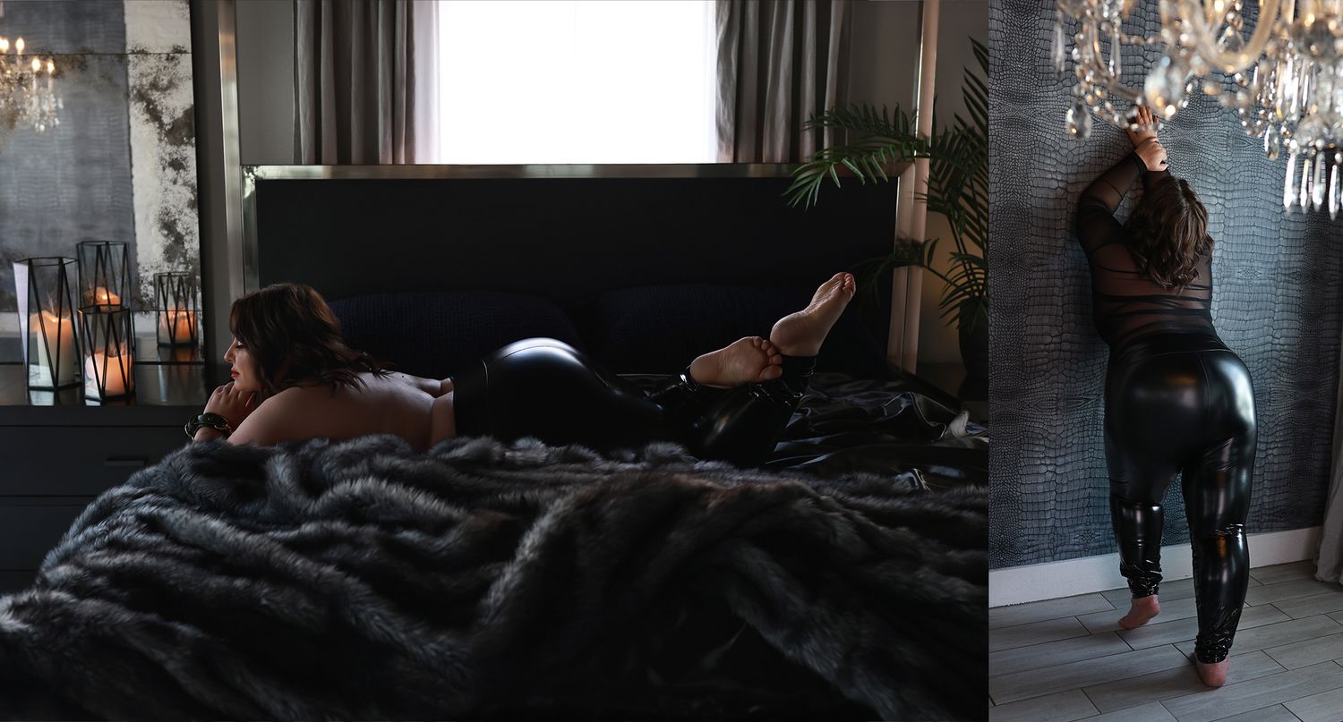 Moody lifestyle photography series with fur blankets and modern interior design elements.
