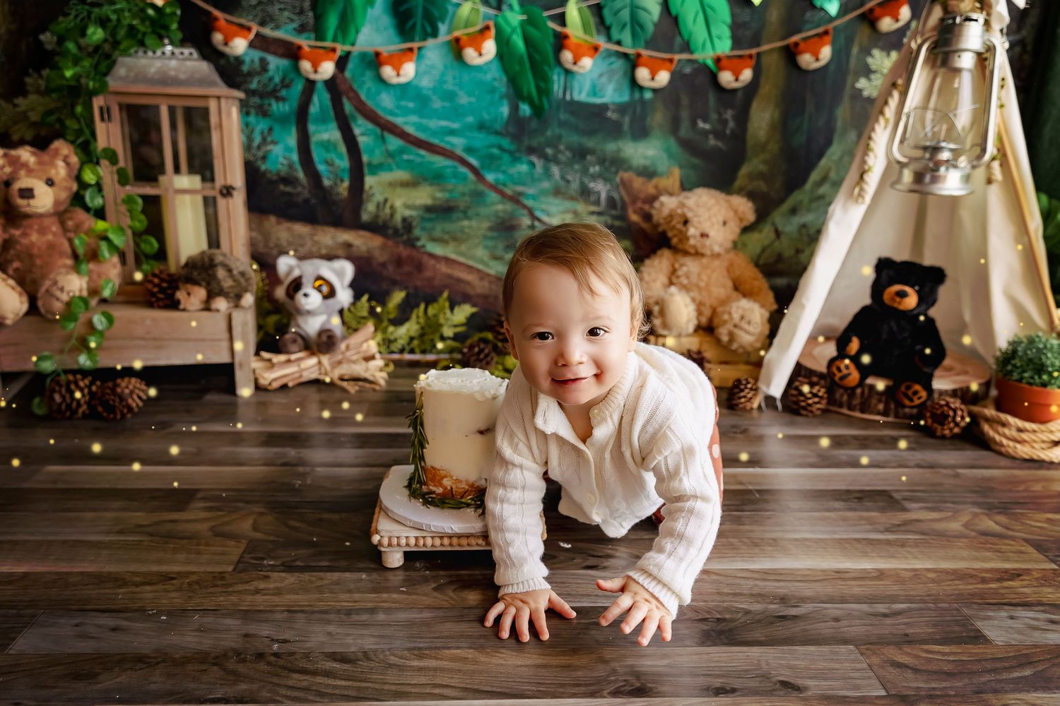 detres photography bebe gateando cerca de bizcocho para fotos cake smash detres photography