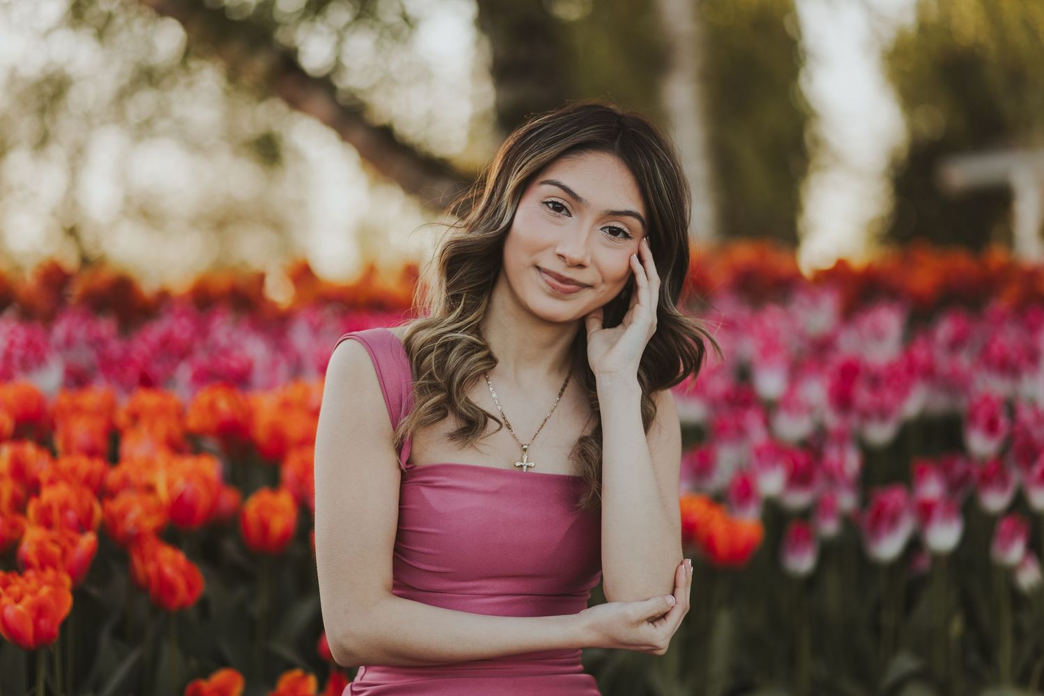 High school senior in Skagit Valley Tulip Field