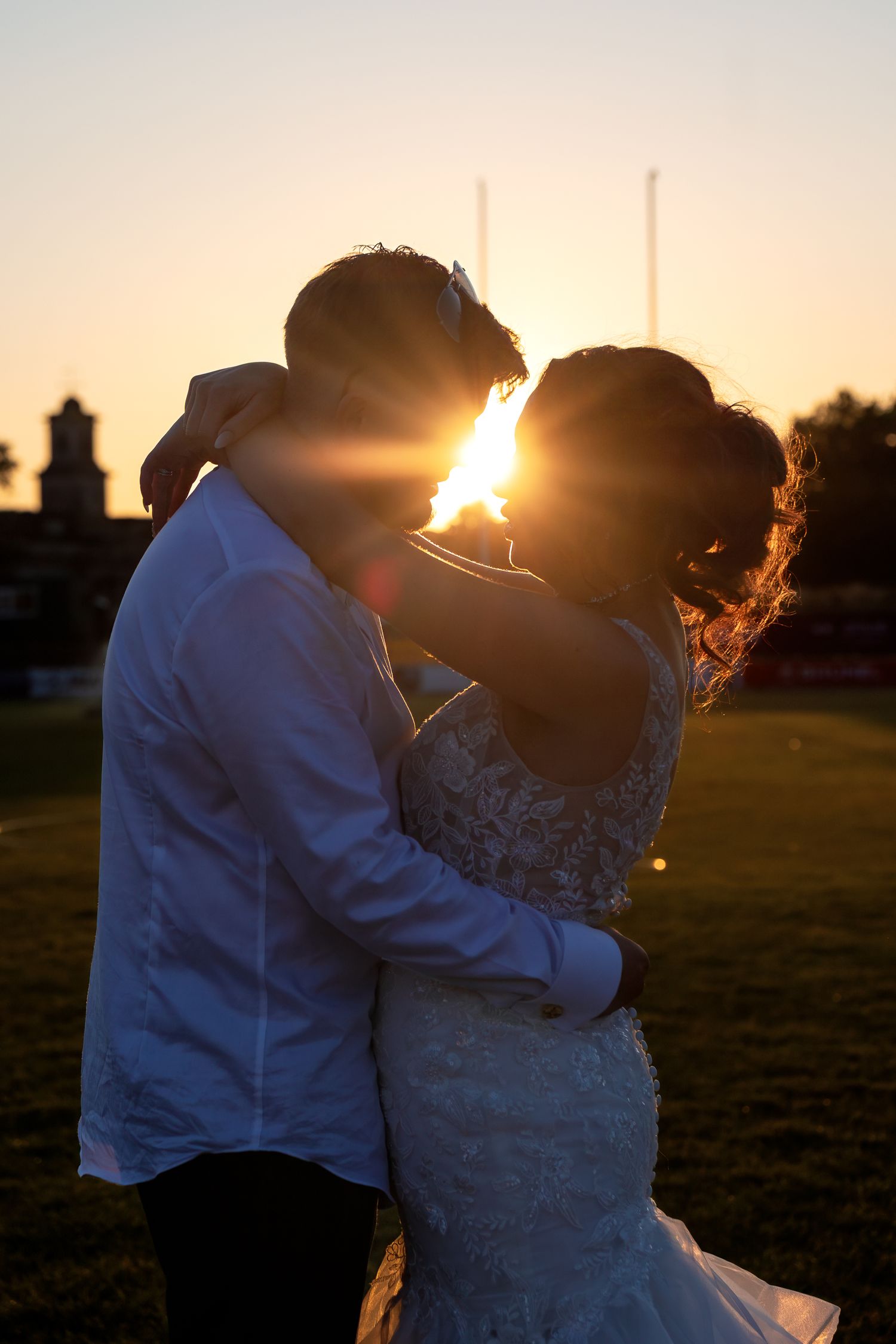 Bride and Groom couples portrait at Kingcote Barn, Photographed by Kayleigh Specter Photography.