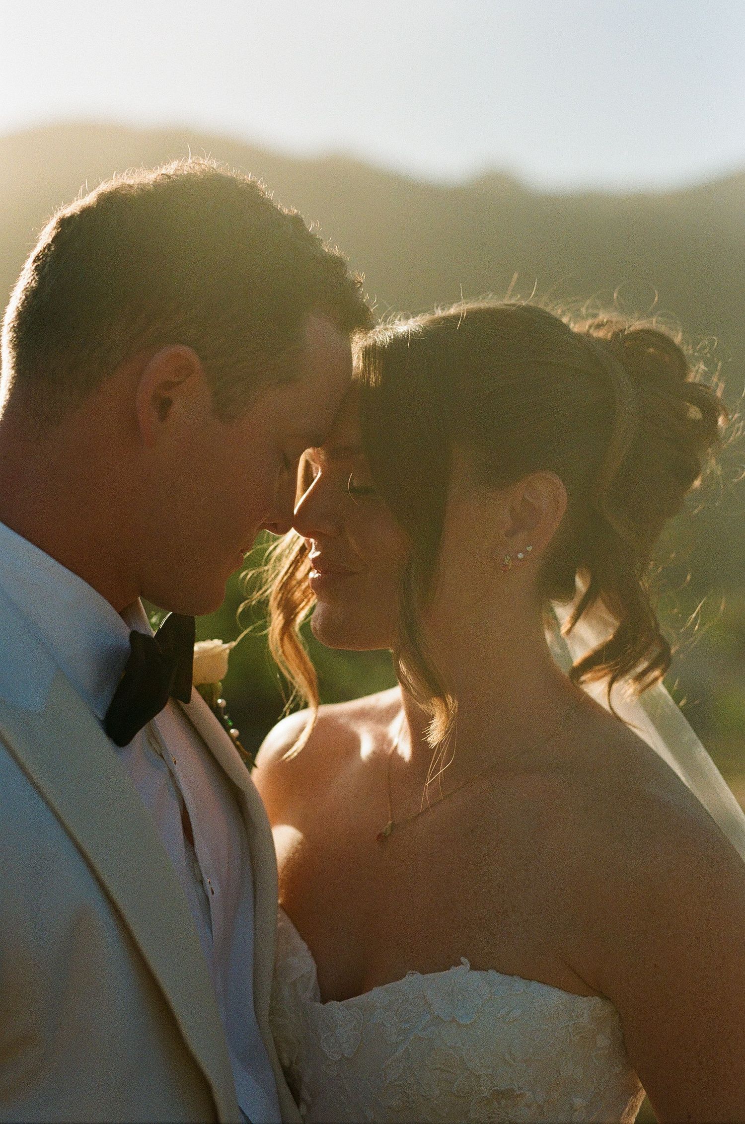 Romantic wedding photo captured on film photography in California
