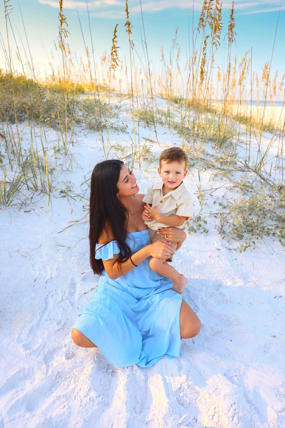 beach family photo session sarasota siesta key beach golden hour