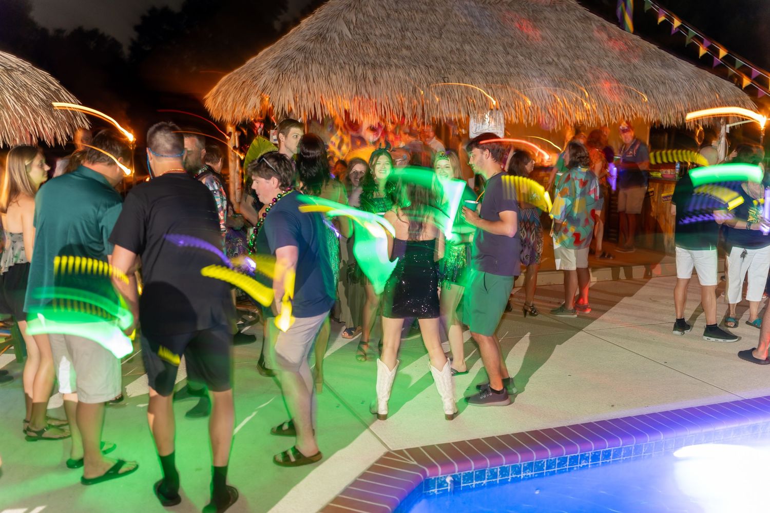 Outdoor party photography long exposure style of dancing
