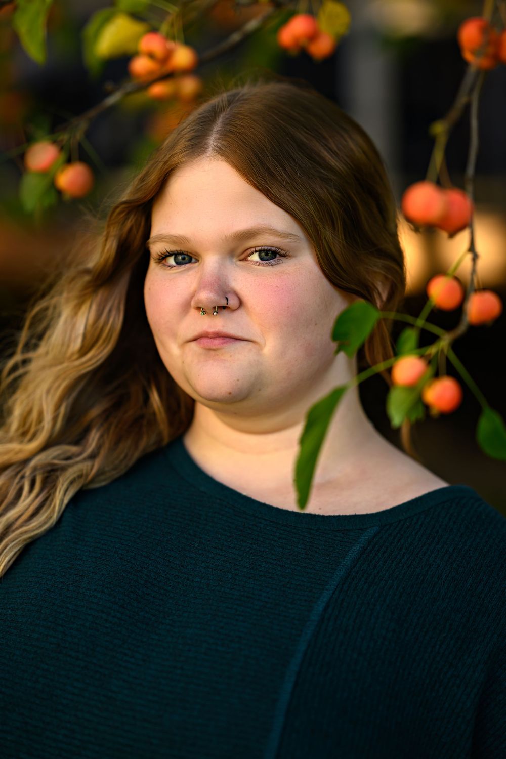 Senior girl with crabapple background