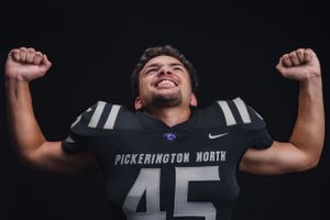 High School Senior Pictures in Pickerington and Columbus. Studio Photos in Pickerington. Football player.