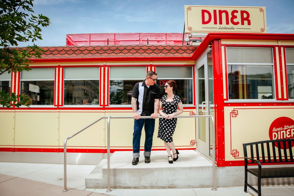 Buffalo Engagement Session at Swan Street Diner in Buffalo, N.Y.