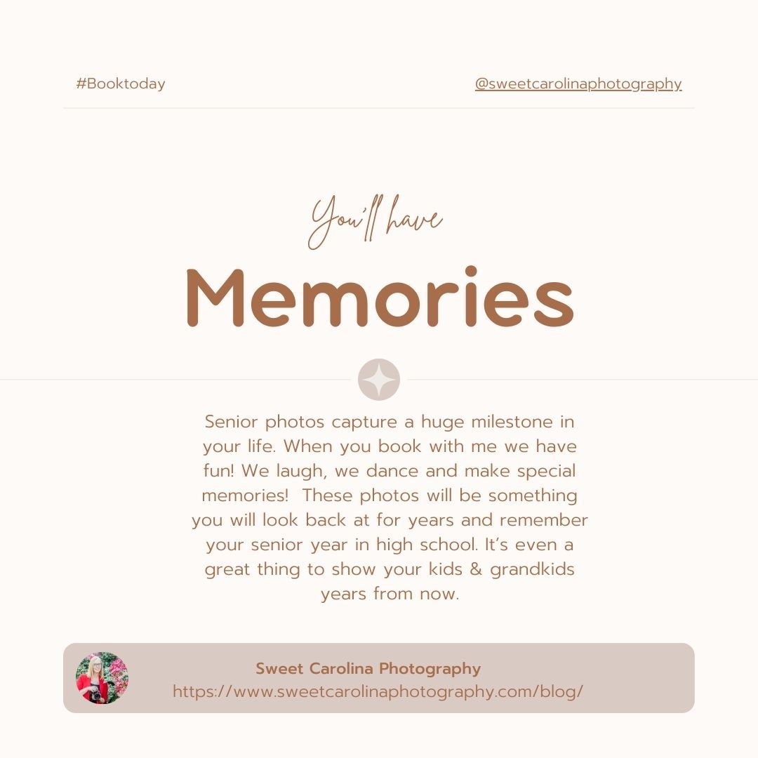 Photography service banner featuring 'Memories' text in elegant brown typography.