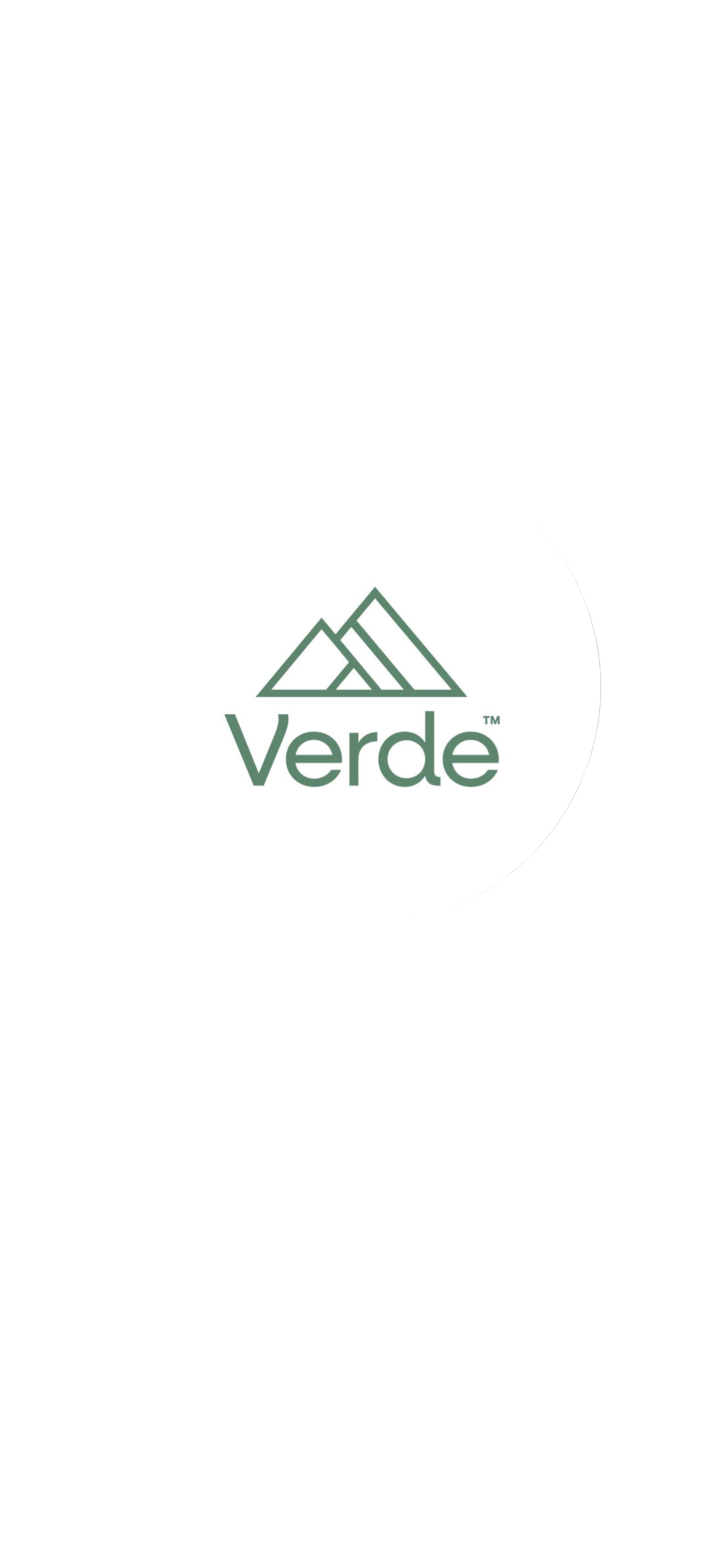 Verde brand logo design featuring minimalist green mountain peaks in a white circular background.