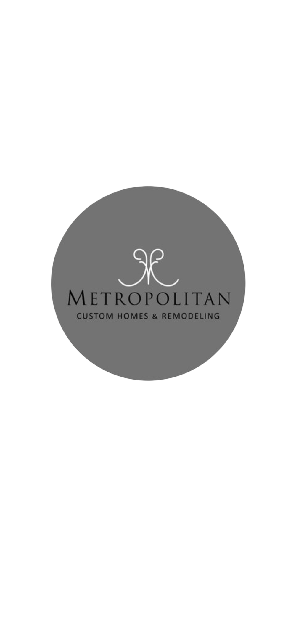 A set of three grayscale logo designs for custom home remodeling companies featuring modern, minimalist oval shapes.