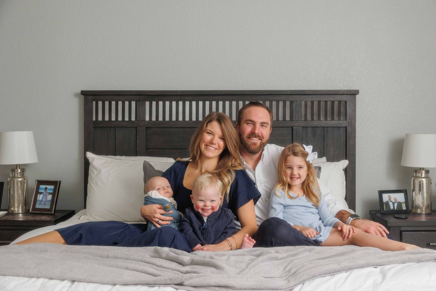 Dad with two young sons. In home photo session Grapevine, TX