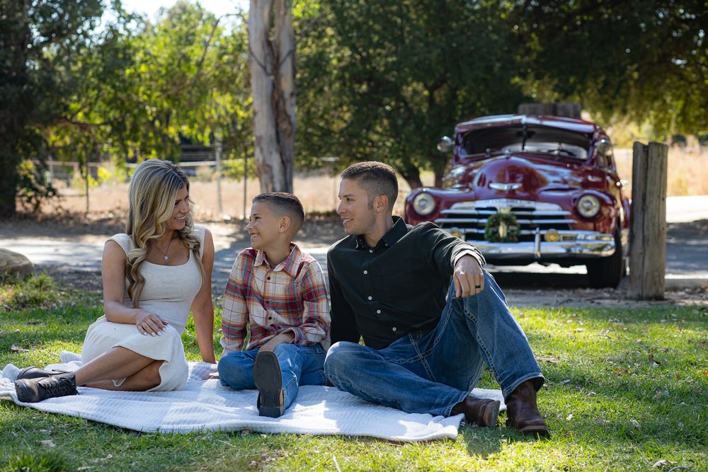 Family photoshoot shot at local park in Los Angeles County. Photographed with their old school family car.