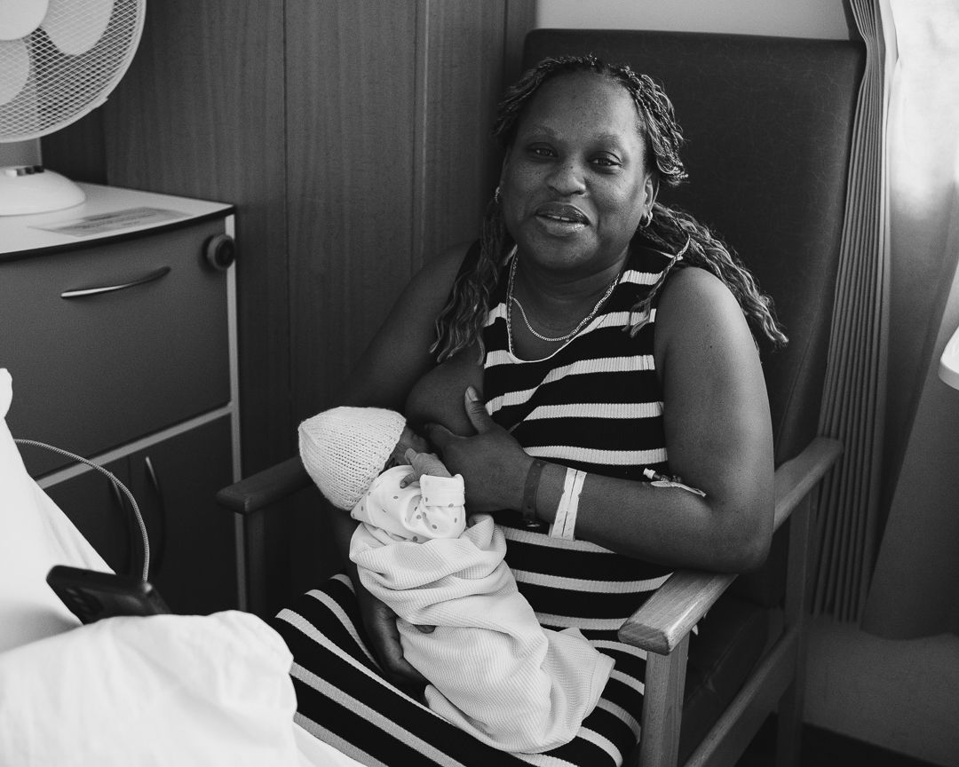 mom with newborn baby at 19 hours old in edinburgh lothian hospital