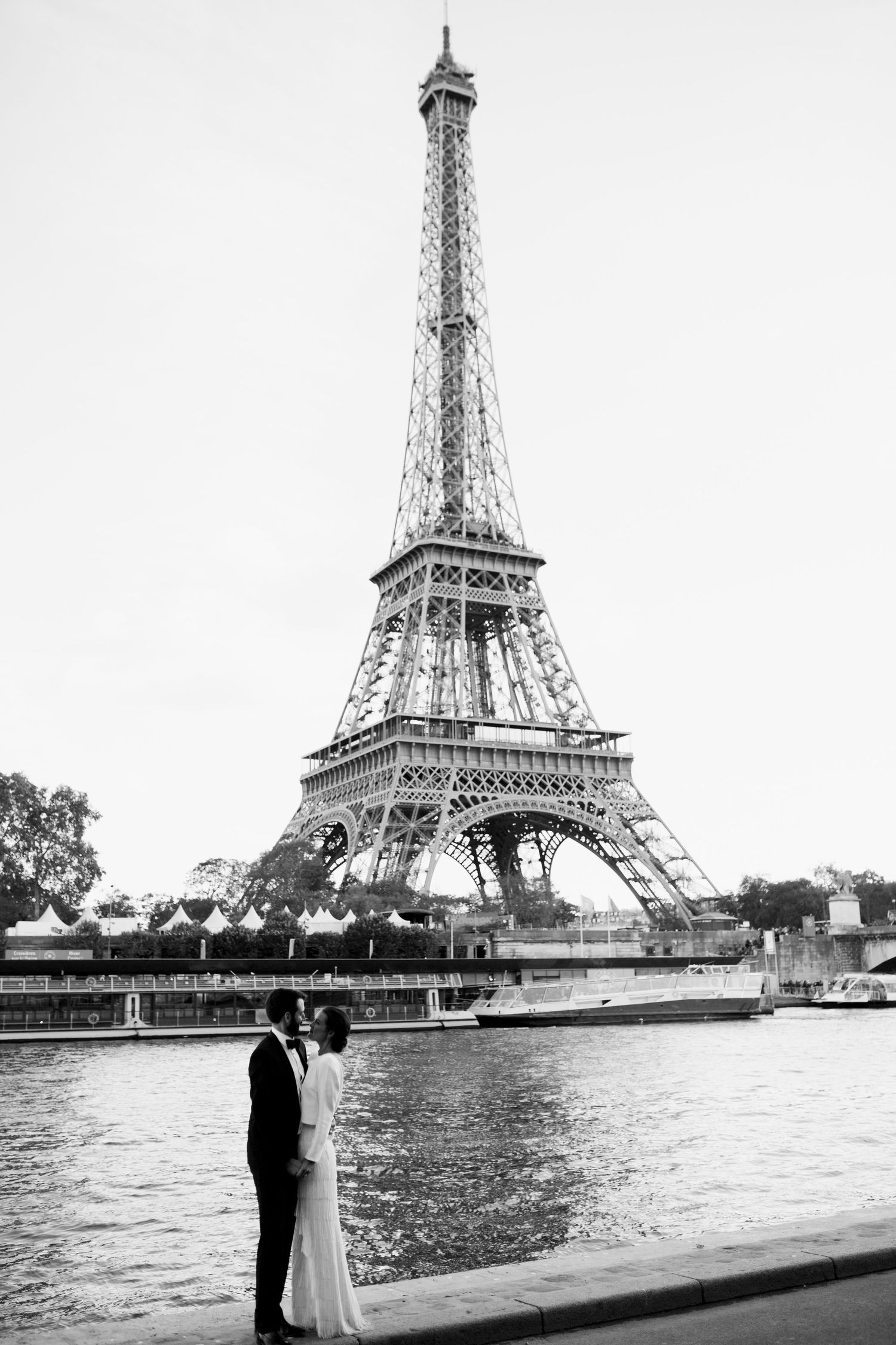Paris destination wedding photographer bride and groom with Eiffel Tower