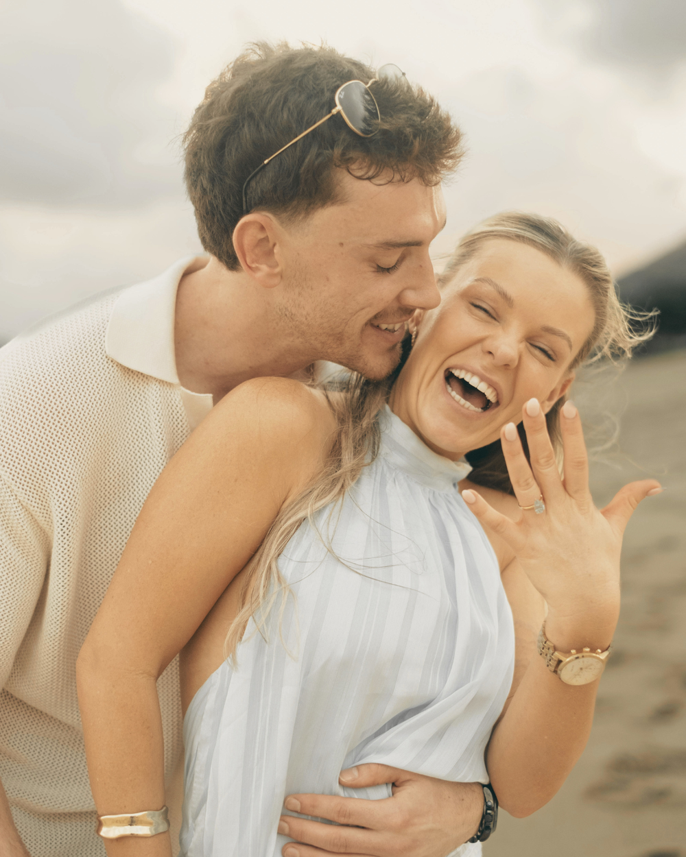 Engagement shoot happy couple Franschoek