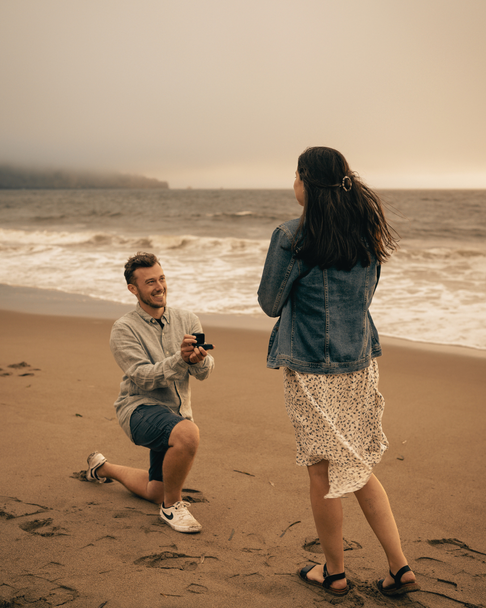 Beach engagement shoot. Sunset happiness. In love