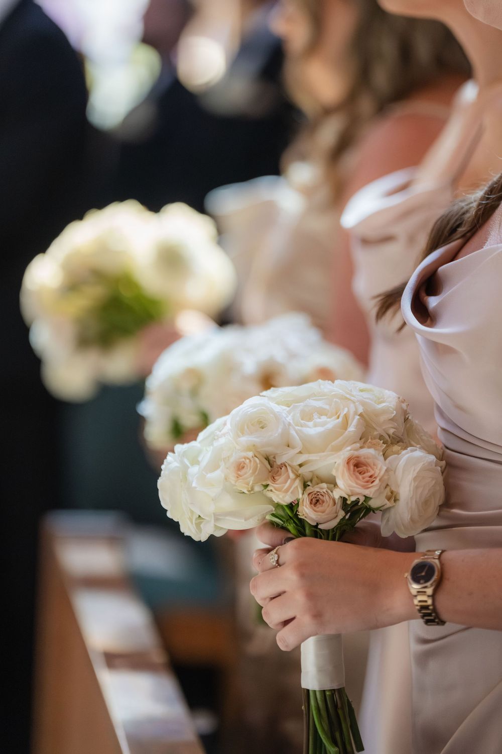 Close-up of a ceremony flower detail at St. Christopher Catholic Church, Hobe Sound, FL