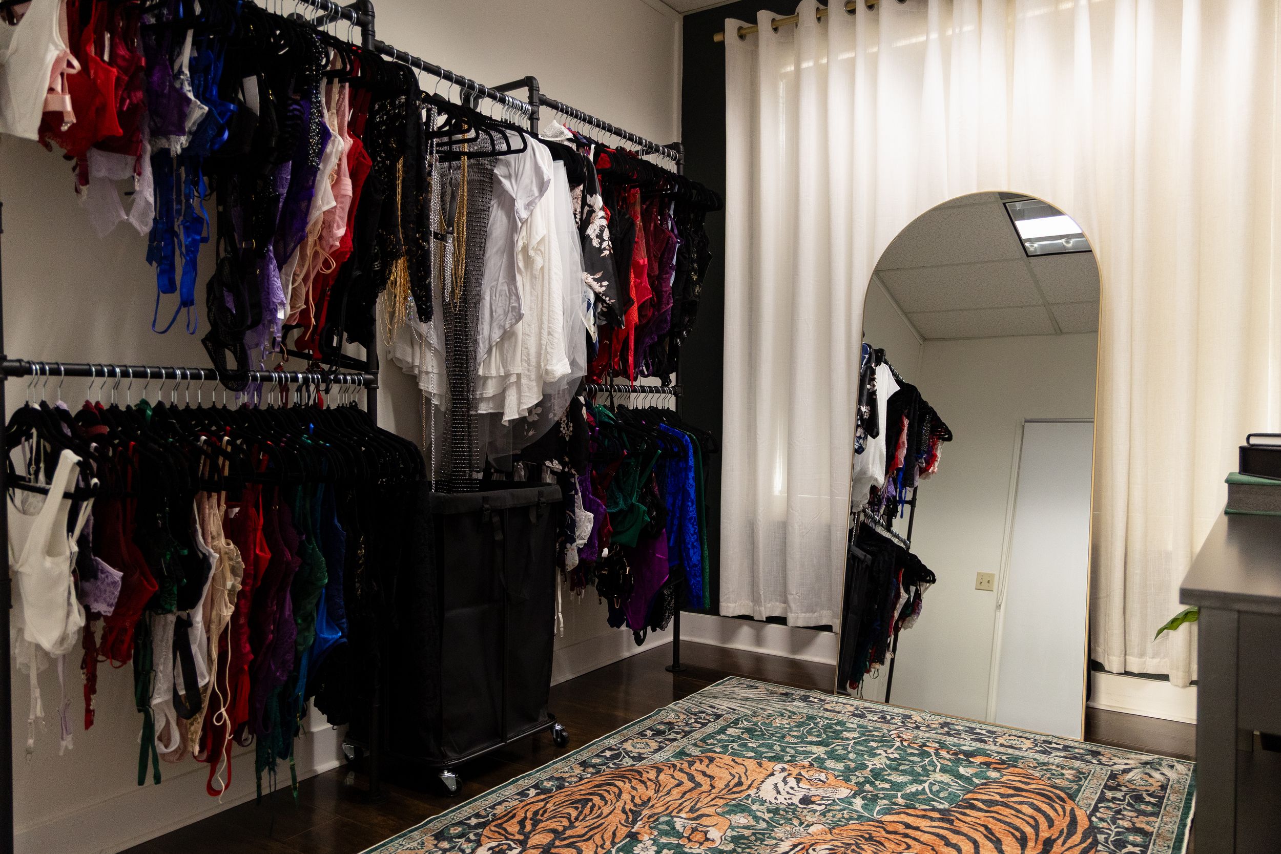 Lingerie collection available in the client closet at a Fallbrook boudoir studio