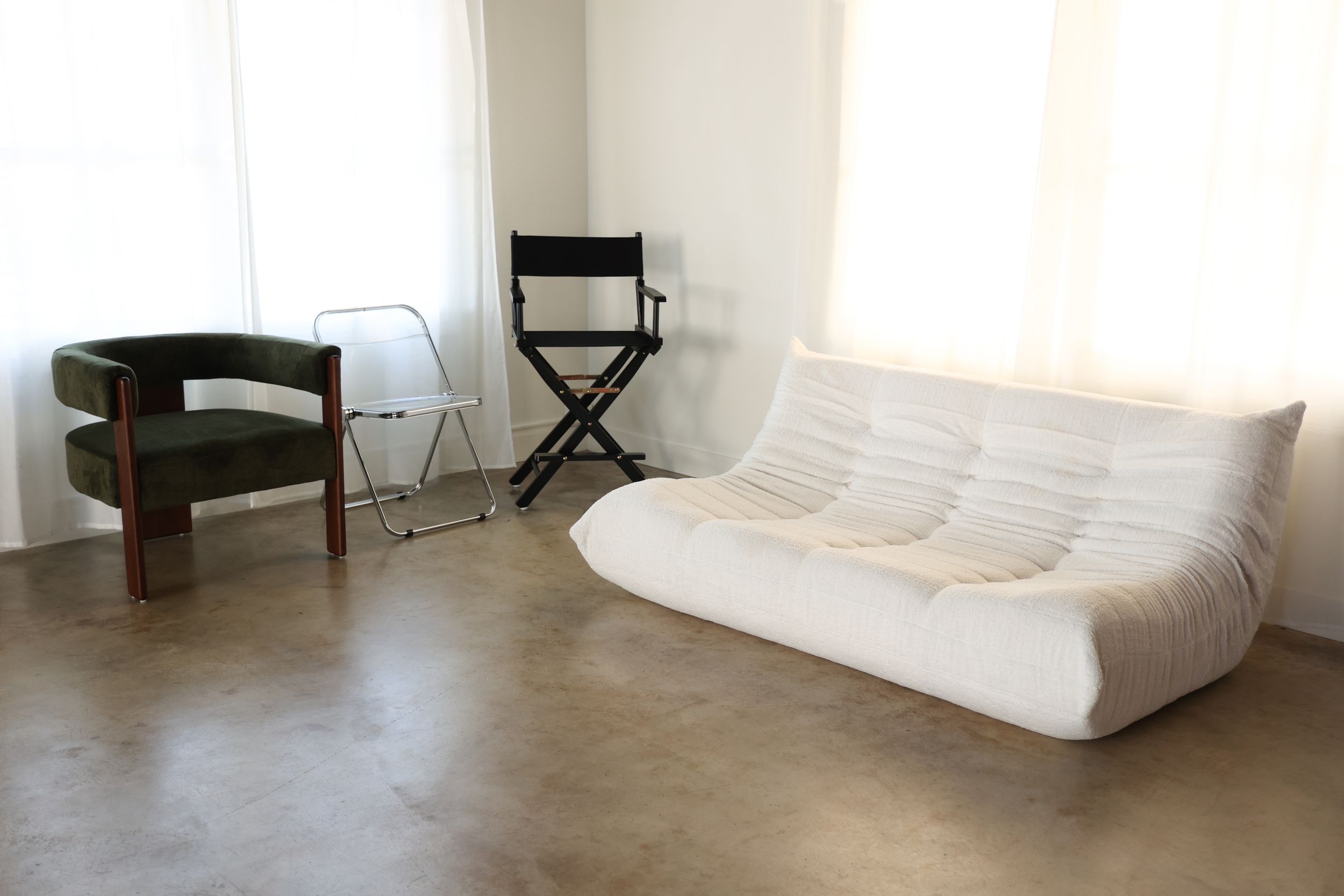 Natural light boudoir photography setup inside a Fallbrook studio