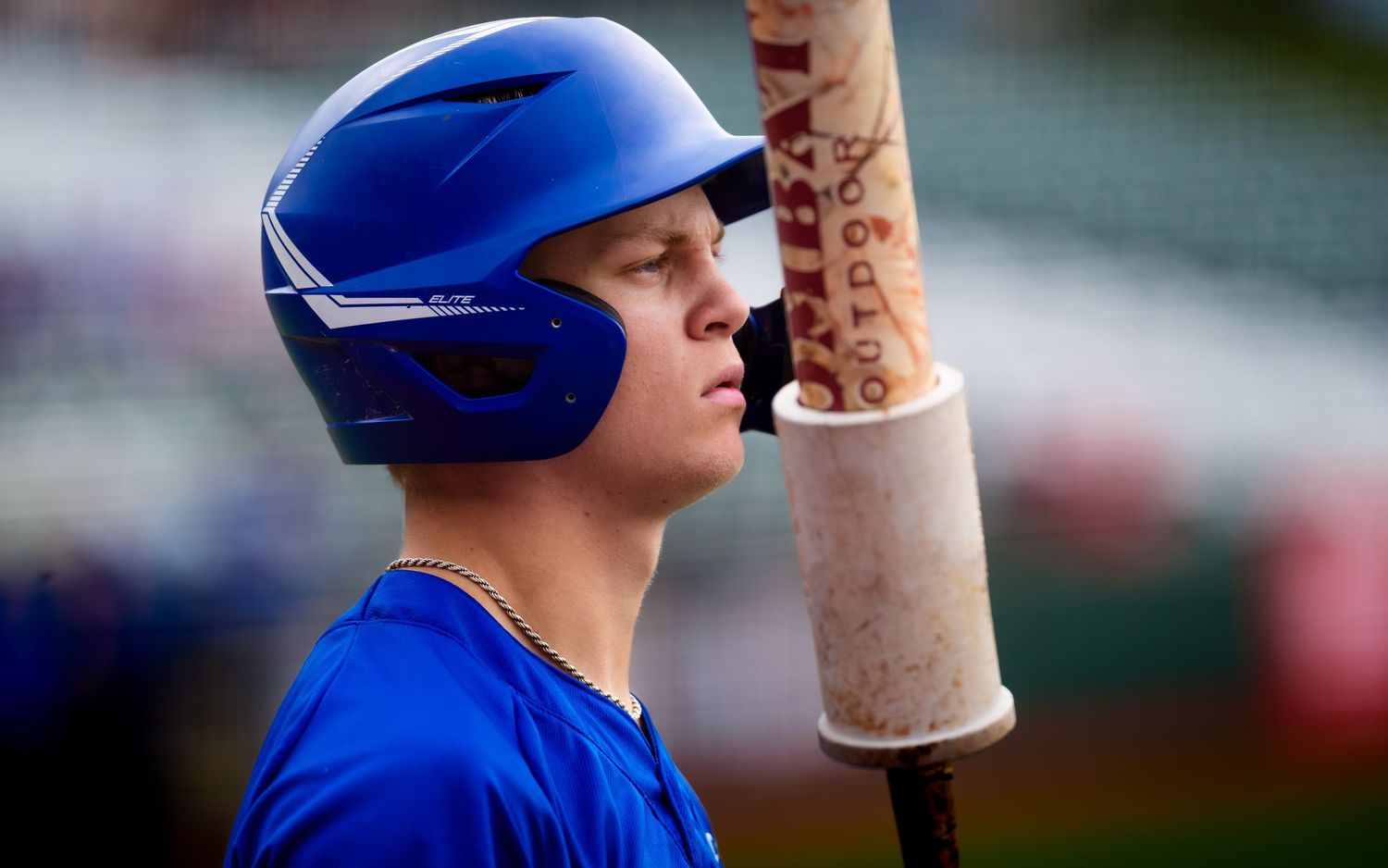 Lower Dauphin batter on deck at PIAA Class 5A District Baseball Championship, by Deanna Fox, SportsFox Photography, Hershey PA