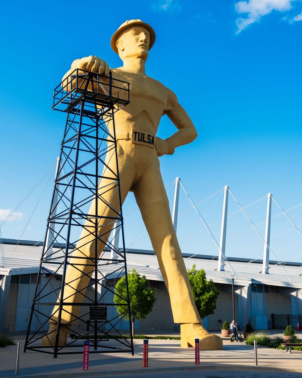 The Golden Driller Statue off Route 66 in Tulsa, OK. June 10, 2026. (David J. Manning)