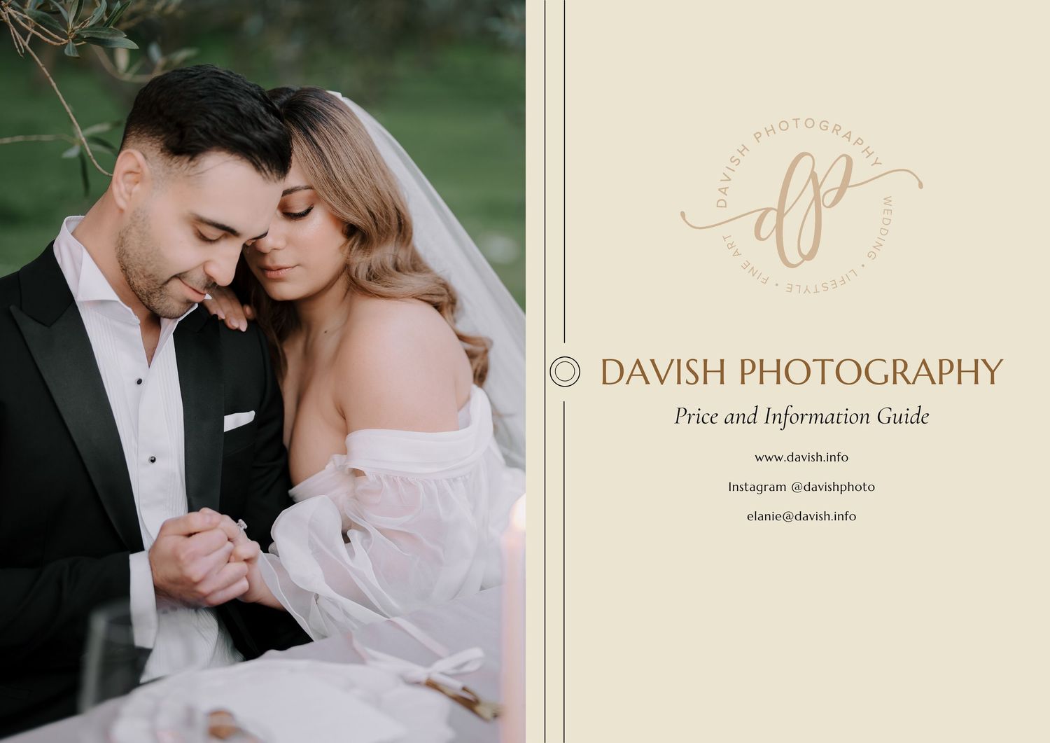 Davish Photography price and information guide Adelaide Wedding Photographer.