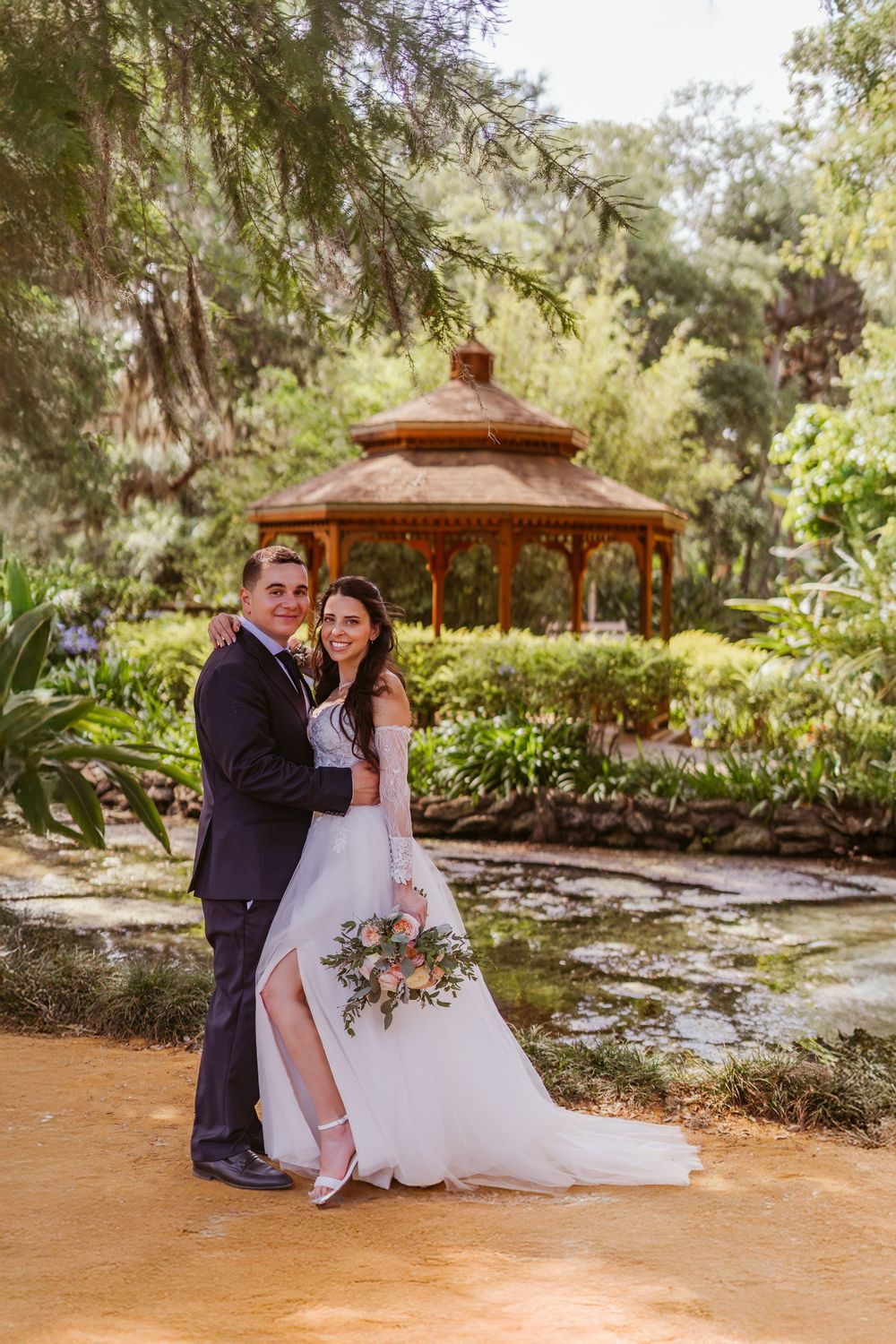 Washington Oaks Gardens State Park Wedding in Palm Coast, Florida. Bride and groom wedding photography portraits.