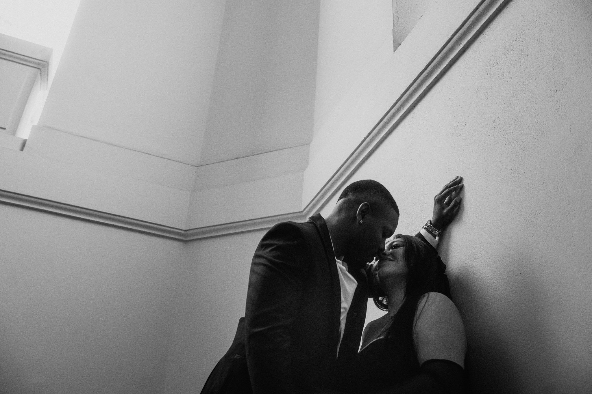 Yvonne & Sam Walking up the stairs at Pasadena City Hall for their Photoshoot